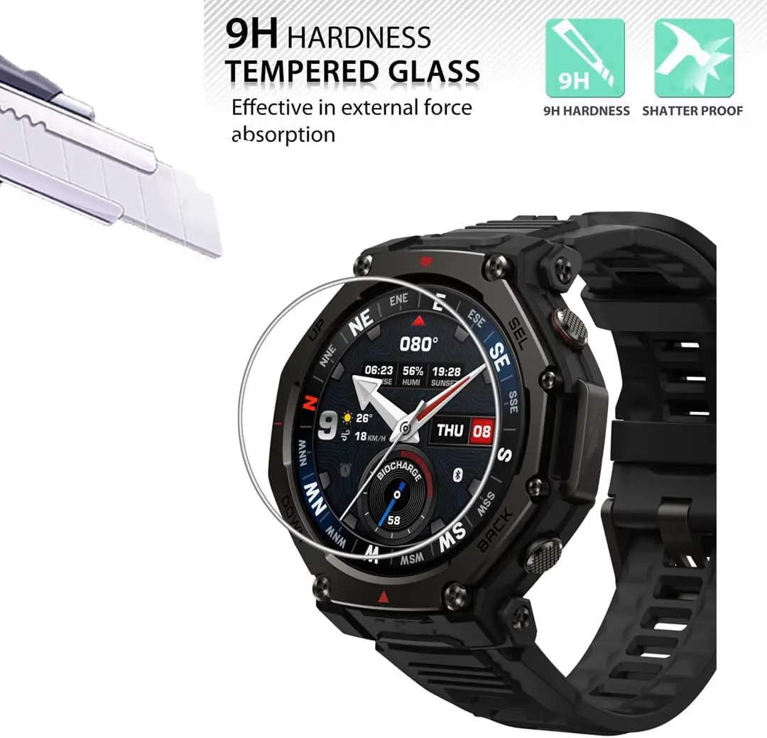 Amazfit T-Rex 3 용 강화 유리 보호 필름 Amazfit T-Rex 3 Pro 48mm 용 화면 보호 필름 안티 스크래치 투명 필름