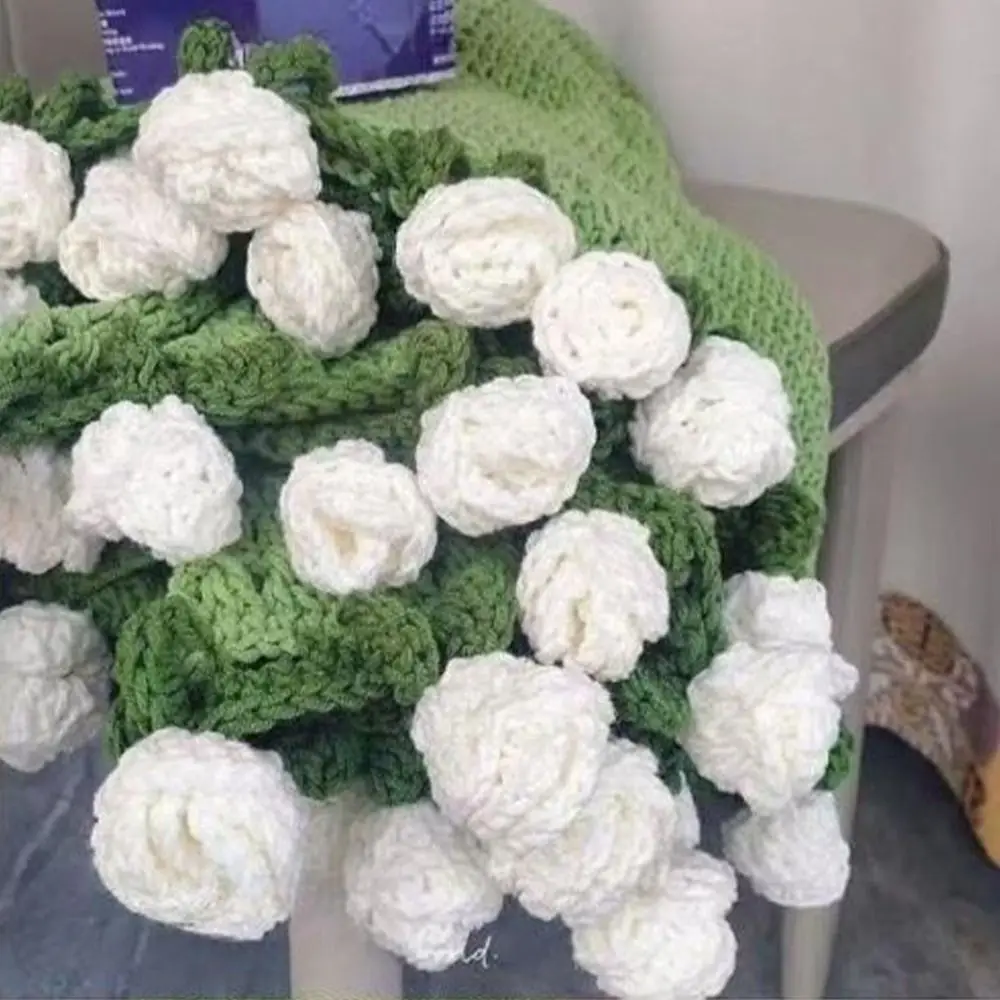Crochet Rose Bouquet Blanket Sunflower Carnation Finished Flower Bouquet Blanket Fashion DIY Craft Carnation Blanket