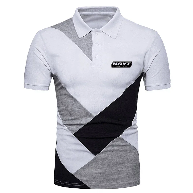 

2024 Men New Hoyt Archery Spring And Summer Stitching Polo Fashionable High Quality Comfortable Casual T Shirt Tops