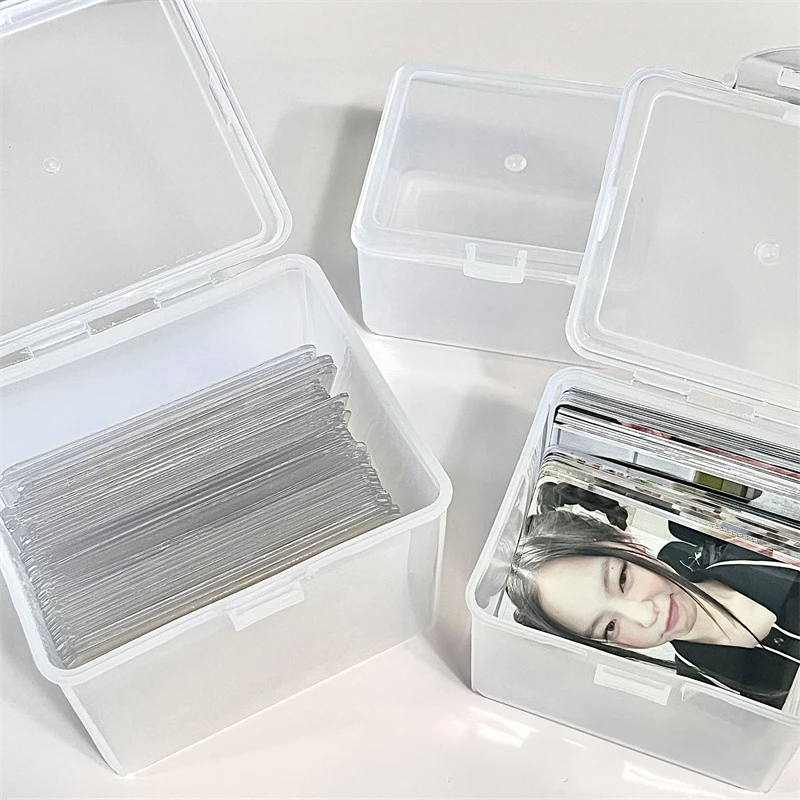 3 Inch Kpop Photocard Box Transparent Idol Card Adhesive Tape Storage Organizer Plastic Storage Box School Stationery