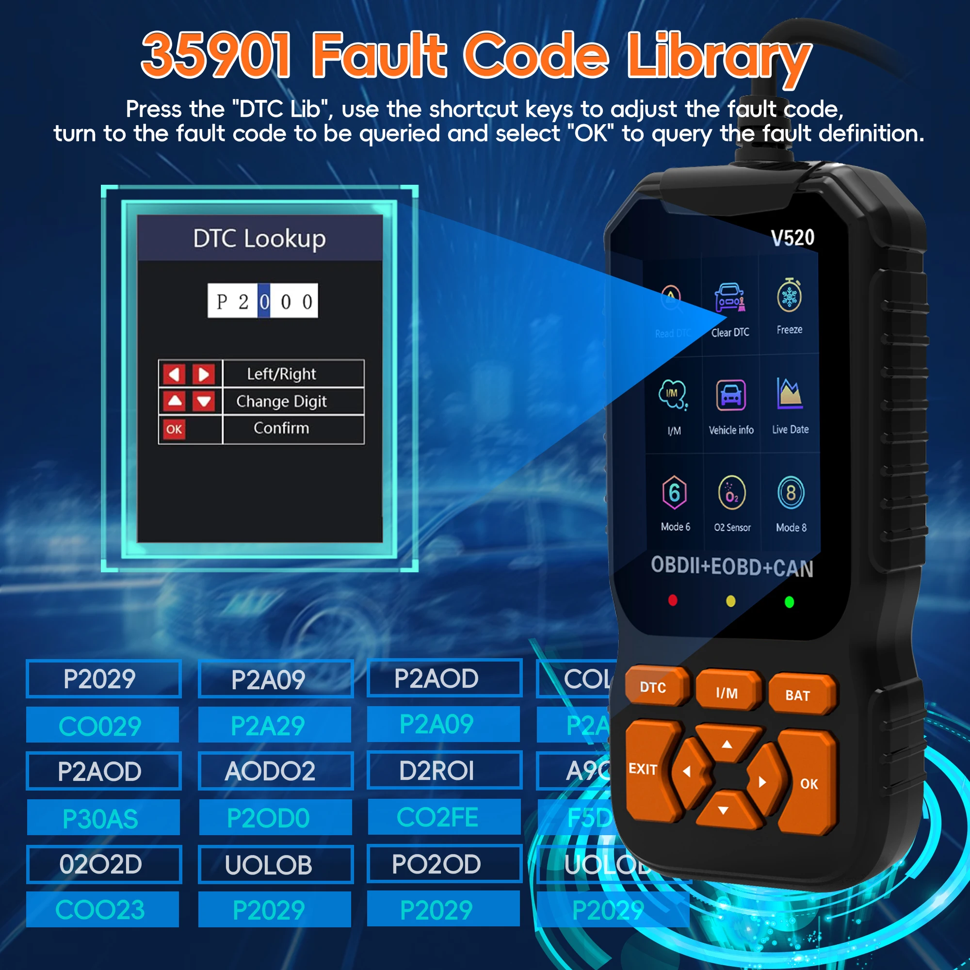 OBD2 Scanner Diagnostic Tool, Professional OBD2 Scanners Car Code Reader Check Engine Light with Reset OBDII/EOBD 6