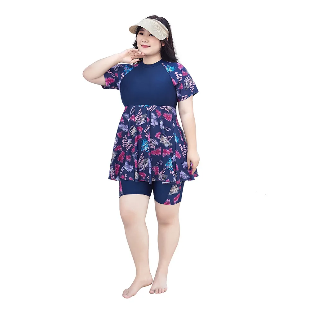 Burkini Femme Musulmane Tutkey Burkini Large Stylish Muslim Swimwear Set in Floral Print for Women Plus Size 3 Pieces Borkini