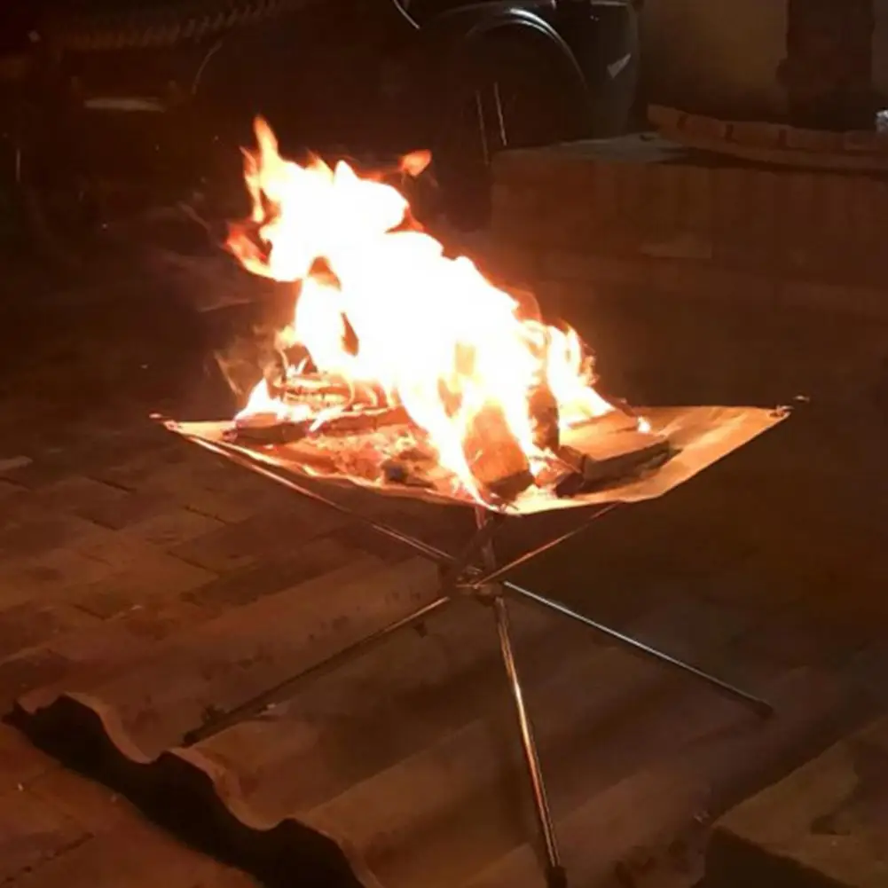 Stainless Steel Mesh Fire Pits Fireplace Foldable Portable Fire Pit Folding for Camping Outdoor Patio Backyard and Garden