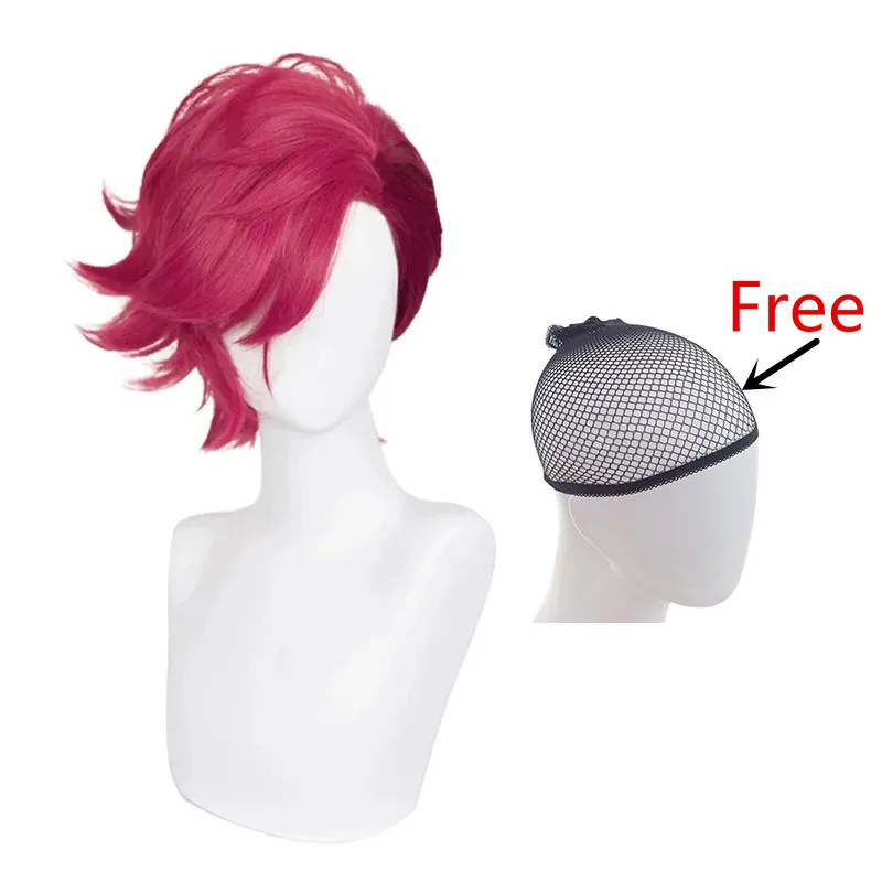 Game LOL Arcane Vi Cosplay Wig VI 30cm Deep Rose Short Heat Resistant Synthetic Hair Woman And Man Role Play Wigs corpse bride costume Cosplay Costumes