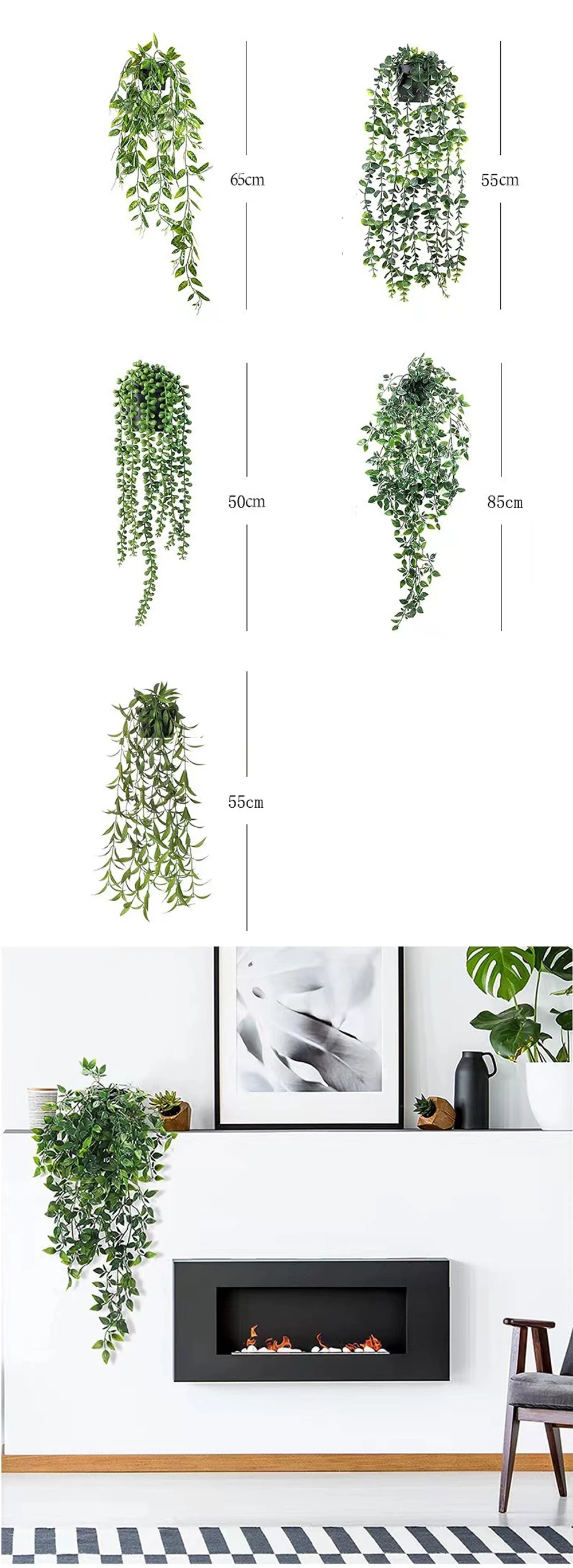 1pc künstliche Eukalyptus Rattan hängende Pflanze Topf grüne Pflanze Mandala Rebe geeignet für Wand zimmer Home Interior Regal Dekor – Detail 12