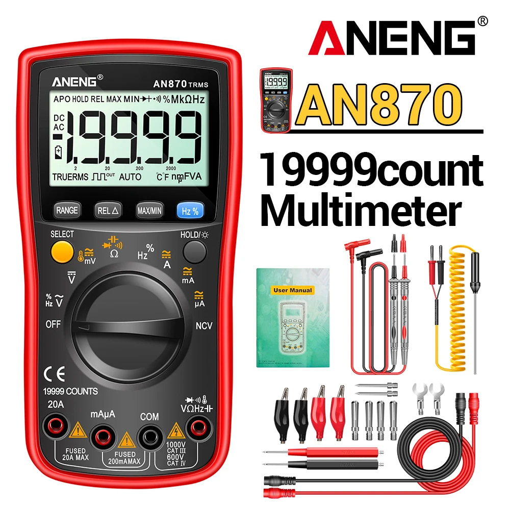 ANENG AN870 Digital Multimeter 19999 Counts True Rms Multimeters AC/DC Current Meter Voltimetro Profesional Voltage Tester f