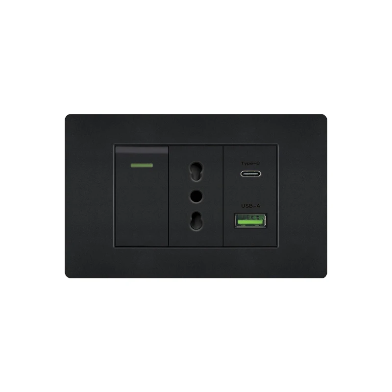 이탈리아 칠레 멕시코 콘센트, USB 스마트 C 타입, 20W 고속 충전 벽 플러그, 브라질 전기 조명 스위치, 듀얼 USB 전원 소켓