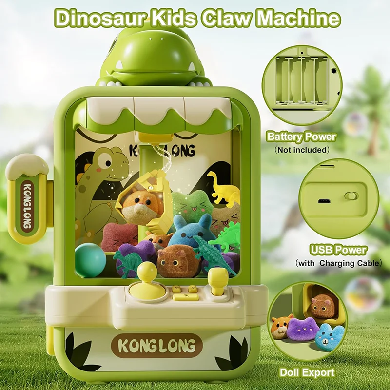 Dinosaur Claw Machine Toys Electronic Arcade Game Adjustable Catch Doll Machine Music Mini Vending Birthday Gift For Kids 5