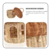 Rattan Mushroom Basket Woven Storage Bins Portable Desktop Adornment Trash Can Shape Photo Prop Containers Home ganization 6