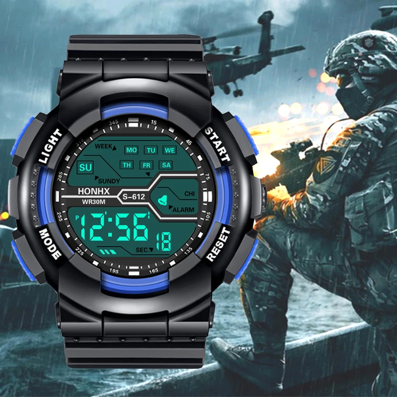 

Модные Простые 2023 новые спортивные электронные часы мужские Студенческие светодиодные водонепроницаемые крутые мужские спортивные электронные светящиеся часы