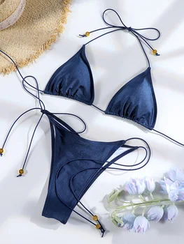 Sexy Triangle Mini Bikini Sets Micro Thongs Swimsuit Women Bathing Suit Biquini Bandage Beachwear Print Swimwear Thong Bikini 1