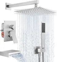 Bathtub Showers Faucet Set with Waterfall Tub Spout Shower System 3-Function Shower Faucets Sets with 10 Inch Rain Shower Head 1