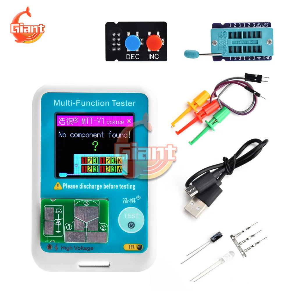 

High Precision MTT-V1 Multimeter ESR Meter Transistor Tester Colorful Display TFT Diode Triode Capacitance SCR Inductance Meter