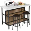 Kitchen Island with Seating & Storage Shelf, Faux Marble Island Table for Kitchen, Modern Bar Table and Chairs Set for 2,Dining 1