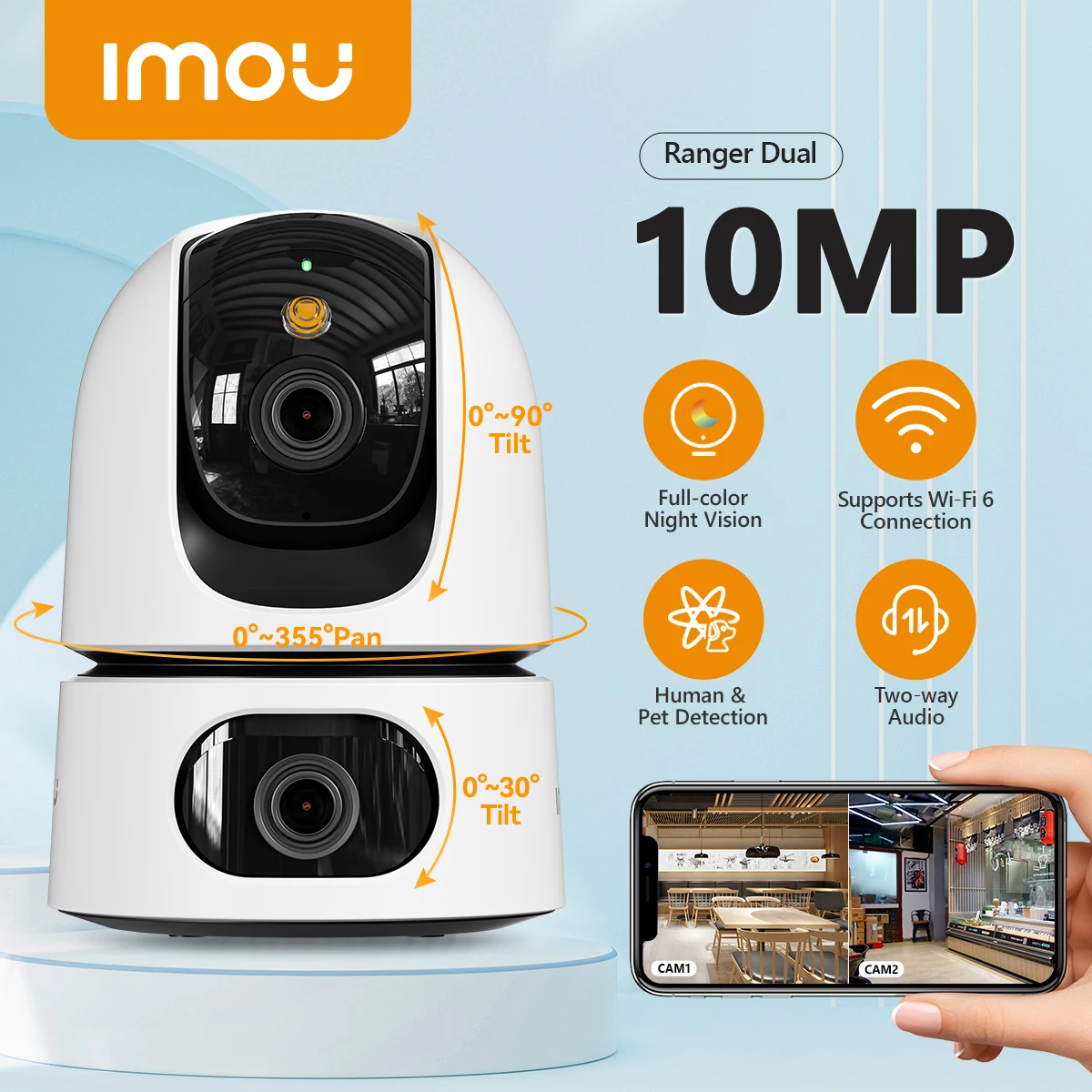 

Dahua imou Ranger 2C 360° 1080P IP камера видеонаблюдения детекция людей ночное видение встроенная сирена интеллектуальное отслеживание двусторонняя аудиосвязь облако