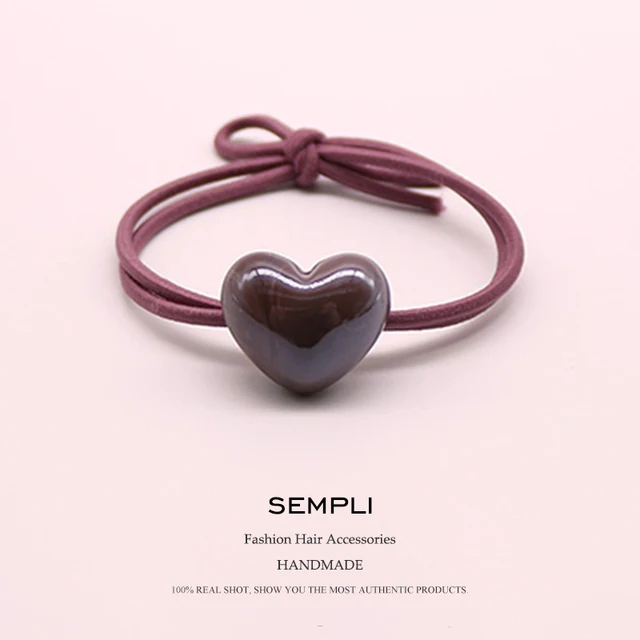 Sempli Pink Color Solid Elastic Hair Bands Love Dog Headband Women Animal Rubber Band Lady Letters Hair Accessories Scrunchie Deep Pink