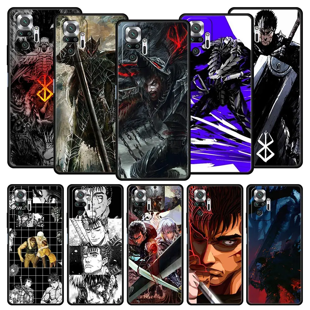 

Anime Berserk Guts Phone Case For Xiaomi Redmi Note 12 5G 11 10 Pro Plus 9S 9 8 7 9T 8T 10C 9C 9A 5G K50 Gaming Silicone Cover