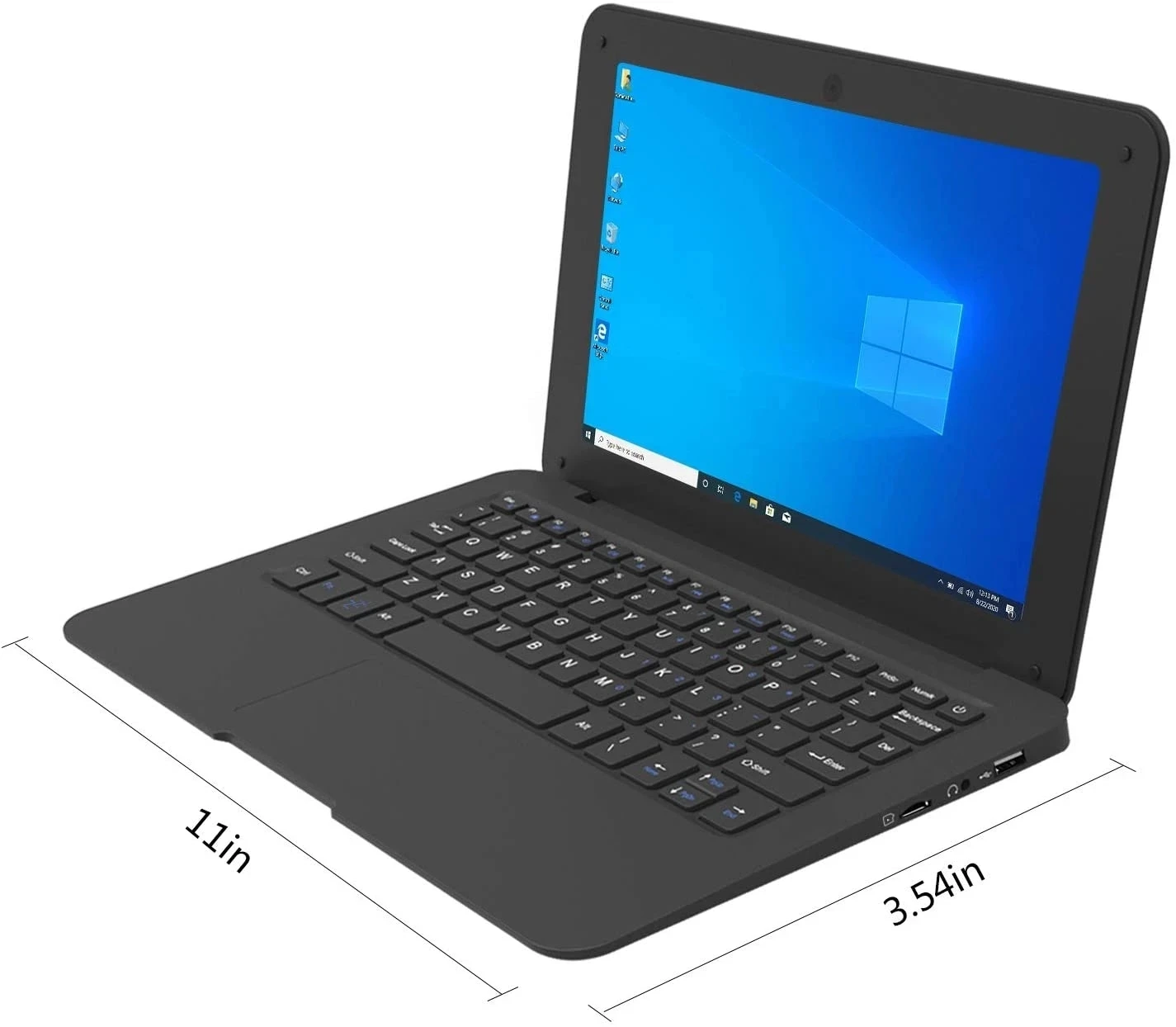 10.1 Inch Computer Laptop Windows 10 OS Preinstalled Quad Core 3GB+64GB Netbook HDMI Webcam Office  (Black) 5