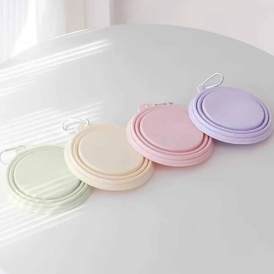 350ml Macaron Pet Bowl, Portable Foldable Silicone Cat/Dog Bowl for Outdoor Travel, Hanging Feeding & Water Bowl