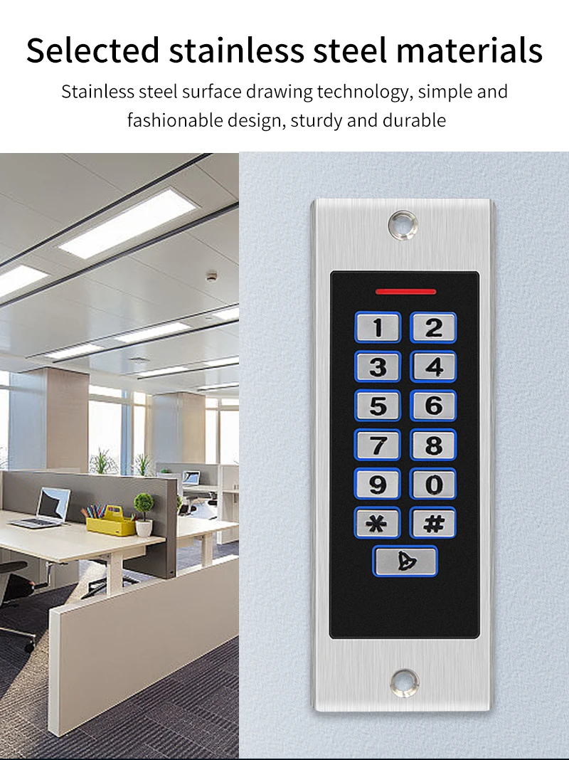 9-18V 125Khz RFID Reader Keyless Door Opener Metal Access Control Keypad IP66 Wa