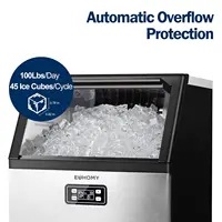 Commercial Ice Maker Machine, 100lbs/24H Stainless Steel Under Counter ice Machine with 33lbs Ice Storage Capacity, Freestanding 2
