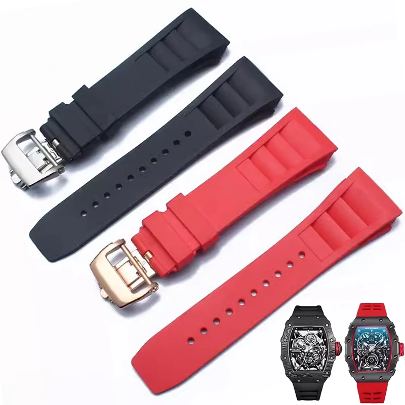 Cinturino In Gomma Siliconica Di Alta Qualità Per Cinturino Richard Mille Per Rm011 Bracciale Mille Accessori Per Orologi Cinturino 25Mm * 20Mm