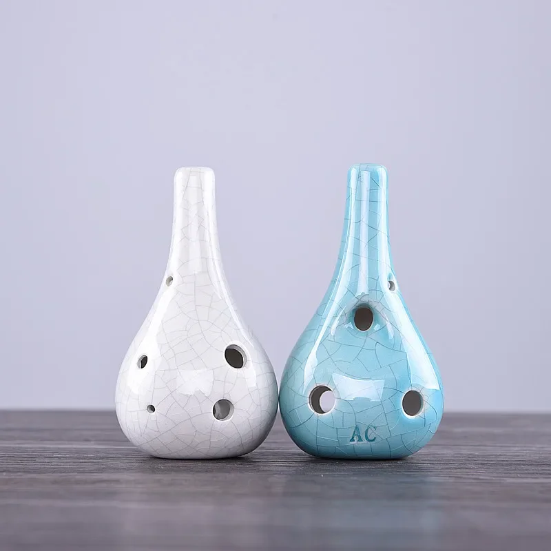 6 Holes Alto Tone C Ocarina Flute Fission Style Ceramic Black Pottery Smoky Glaze Flute Musical Instrument Pendant For Beginner
