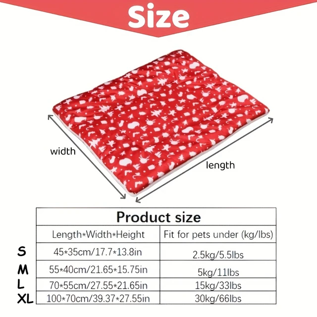 Christmas Thickened Pet Bed Mat - Cozy Red Cartoon Print Cat & Dog Bed, Durable Polyester for Pets, Holiday Home Decor, Pet Bed 5