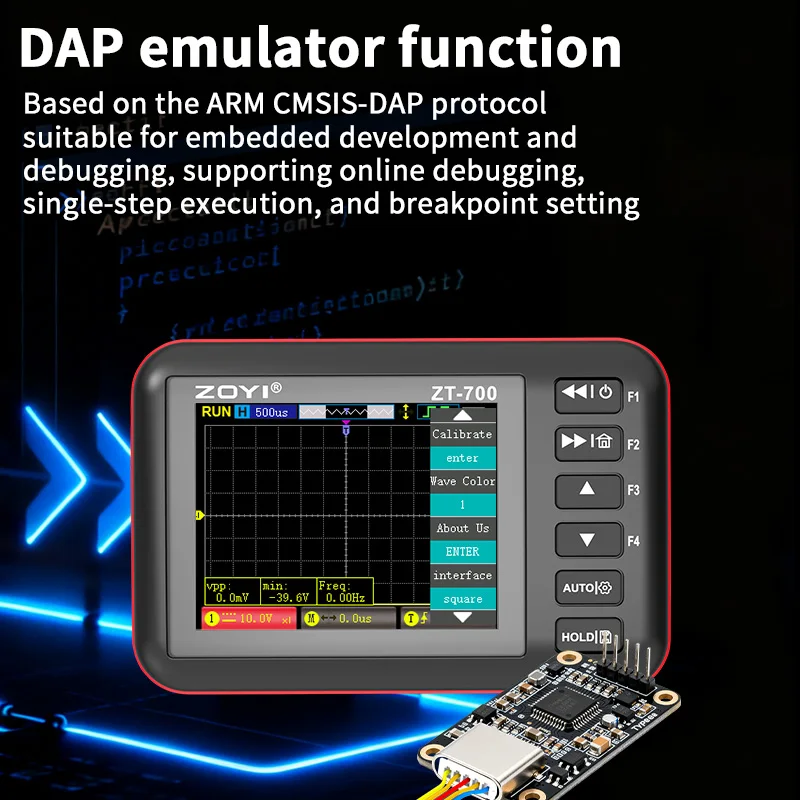 ZOYI ZT-700 4-in-1 Portable Oscilloscope 10M Bandwidth with Programmer Emulator Waveform Recorder Function 6