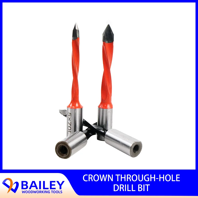 BAILEY 1PC 70mm Crown Through Hole Drill Bits European Type Woodworking Tool CNC Router 5-12mm Hole Making Tool Accessorie