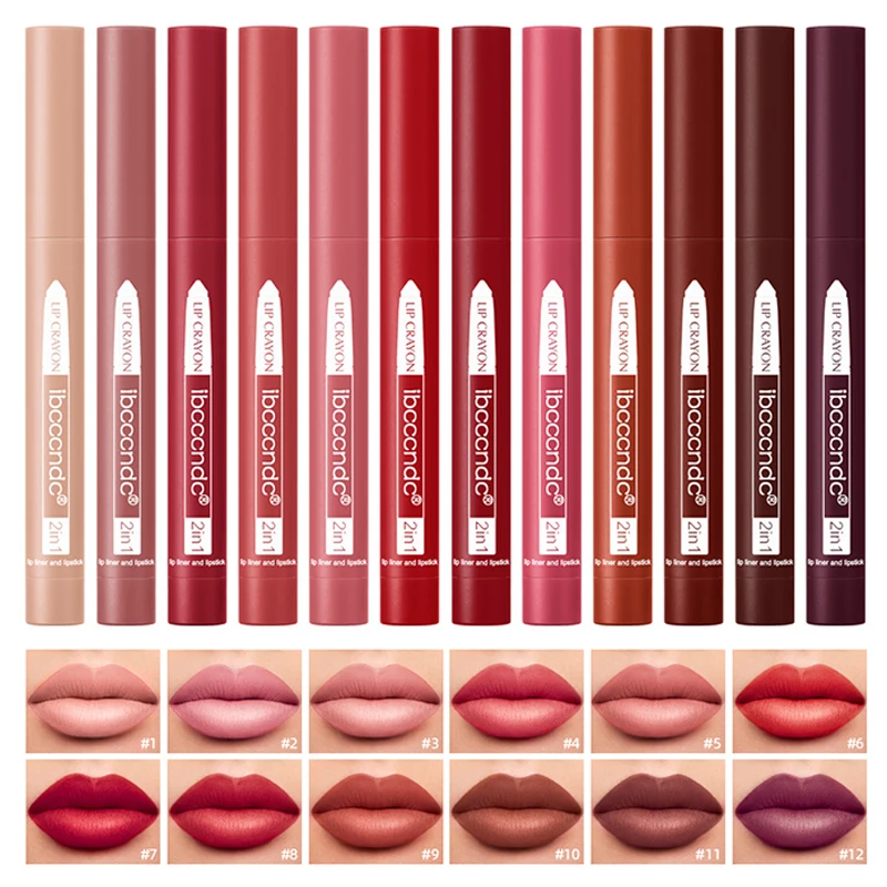 12 Colors Velvet Lip Liner Pencil Matte Lipstick Waterproof Lasting Brown Professional Makeup Full Lip Contour Korean Cosmetics