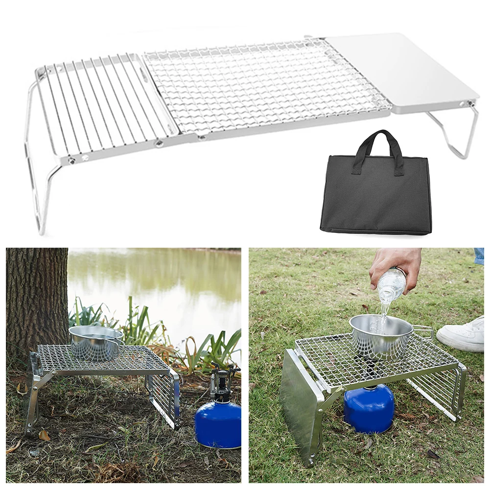 

Camping Folding Grill Grid Portable Barbecue Grill BBQ Picnics Fishing 10x20x52.8cm Outdoor Camping Accessories Stainless Steel