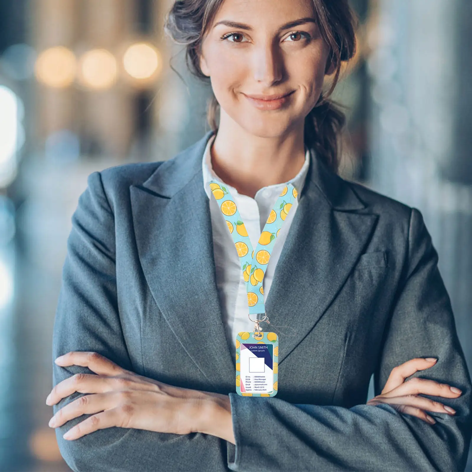 ID 배지 홀더 분리형 끈 과일 패턴 카드 슬리브 학교 사무실 학생을 위한 보호용 다목적 배지 커버