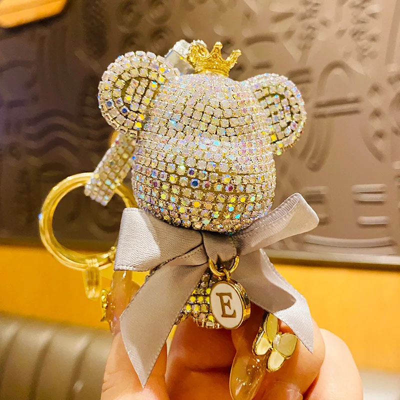 Cute Glitter Bear Keychain Fashion Bowknot Cartoon Doll Keyring - Main Image