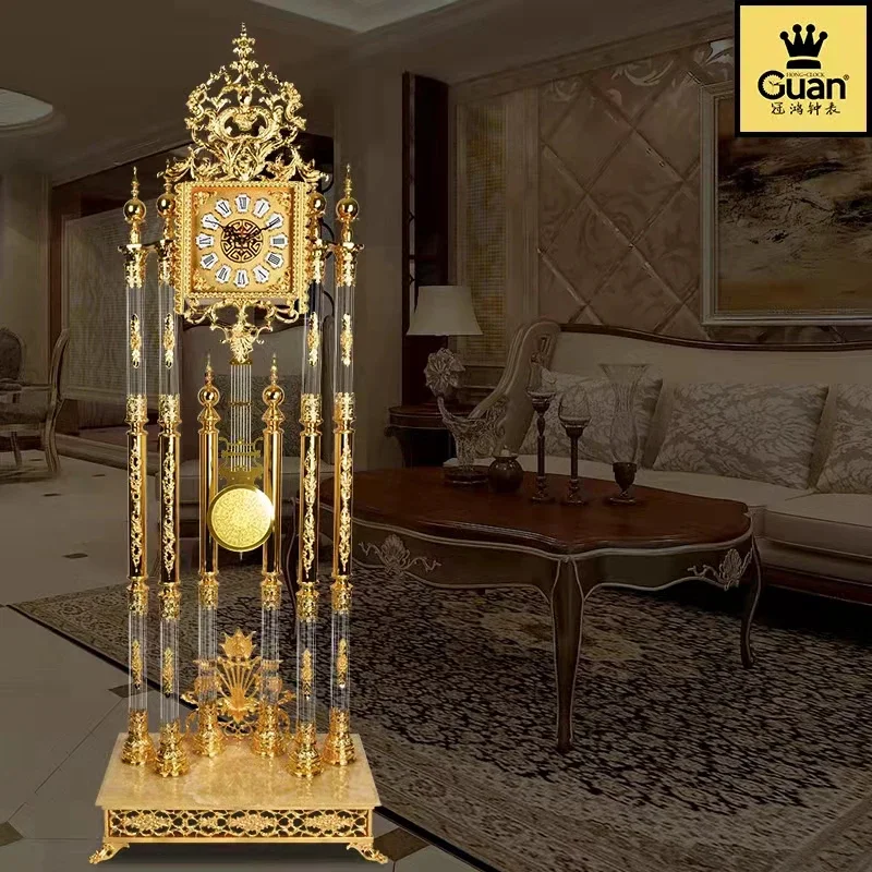 Living room European style villa vertical living room floor clock Light luxury European crystal floor clock