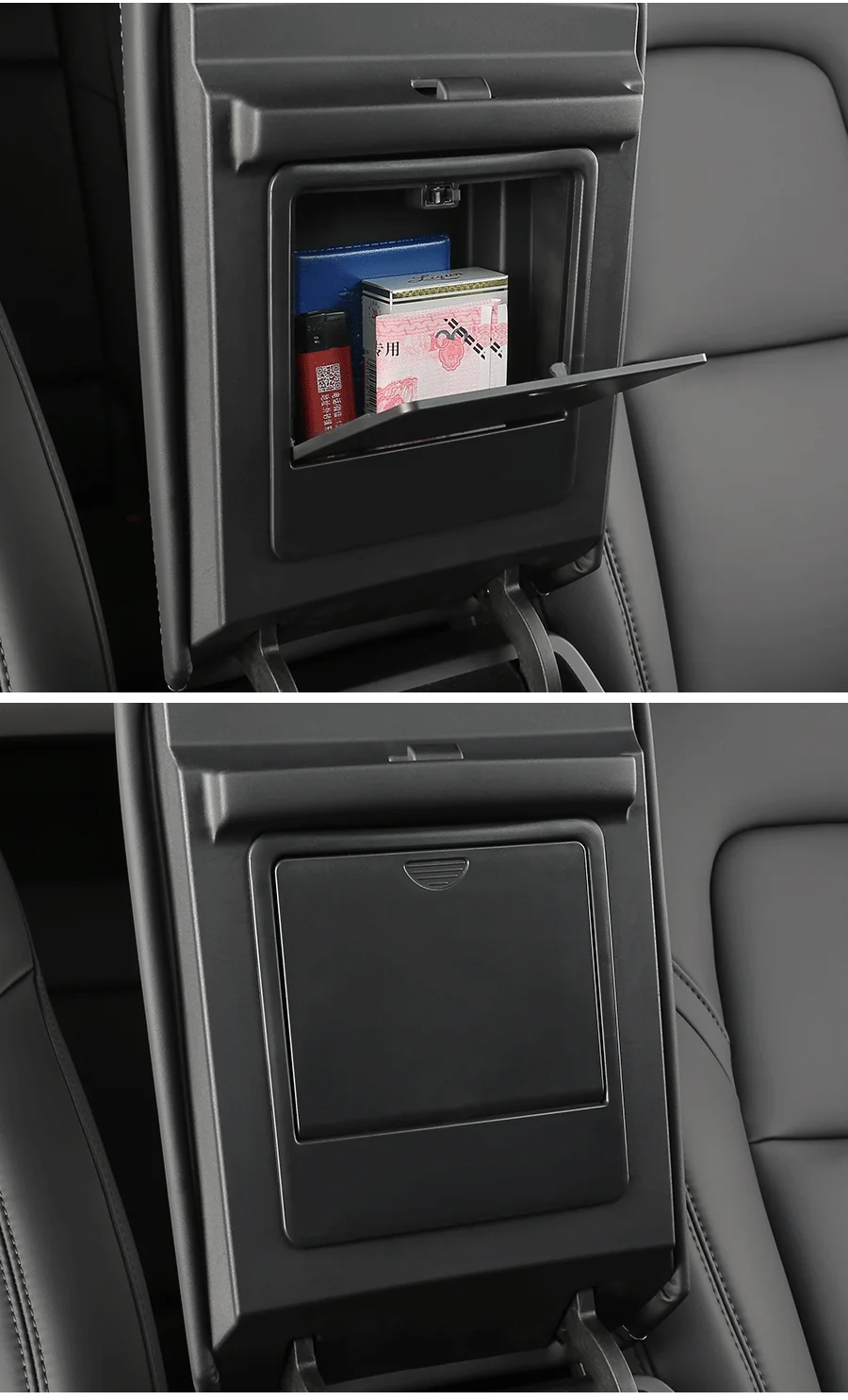 Abdeckung für die Mittelkonsole mit Aufbewahrungsfach für Tesla Model 3 Y 2017~2020 2021 2022 2023, versteckte Aufbewahrungsbox für die Armlehne, Zubehör – Detail 5