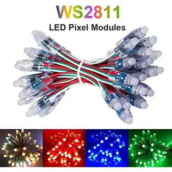 디지털 어드레서블 드림 컬러 LED 픽셀 모듈, WS2811 2811 IC RGB 풀 컬러, IP68 방수 조명, 12mm 픽셀, 5V, 12V, 50 개
