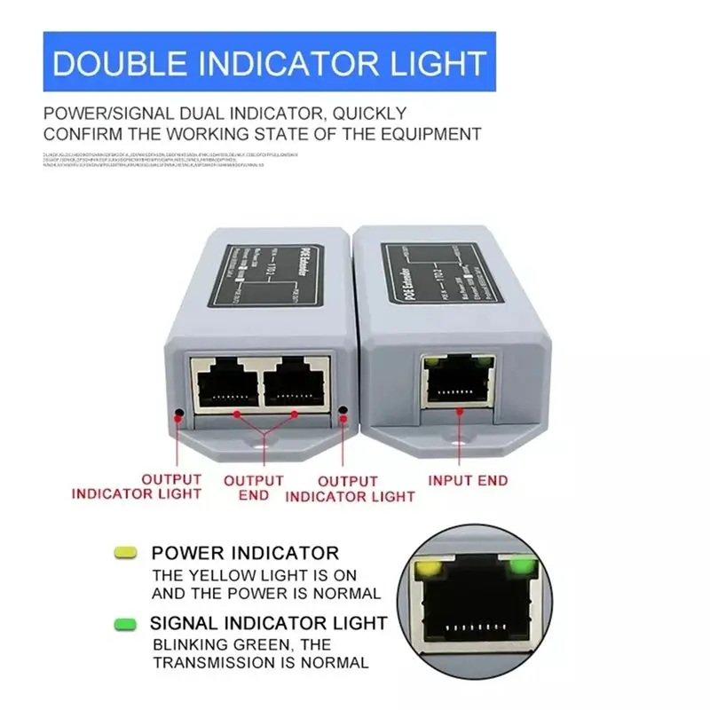 AB97-1 인2아웃 기가비트 표준 POE 1000M 네트워크 확장기 캐스케이드 리피터 Rj45는 IP 카메라용 IEEE 802.3AT/AF를 준수합니다.