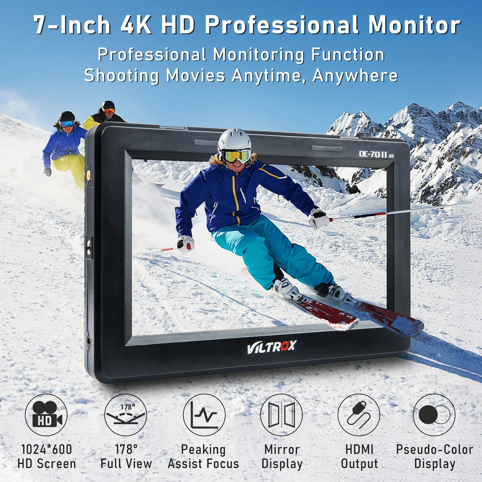 Viltrox DC-70 II 7 inch HD Camera Video Monitor 4K Monitor on Camera DSLR Field Display Screen 1024*600 IPS for