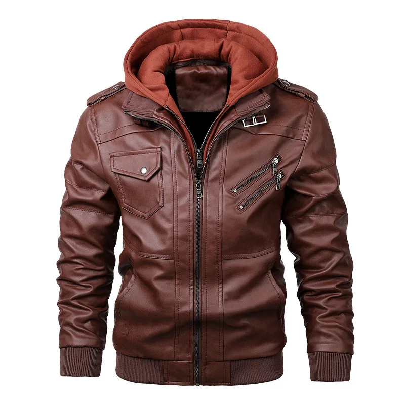 Leather Jackets For Men Casual Cowhide PU Leather Hooded Autumn Winter Coats Male Warm Vintage Motorcycle Punk Overcoats 2023 autumn new belt business leisure women needle buckle waist leather width 2 3cm luxury designer top layer cowhide jeans belt