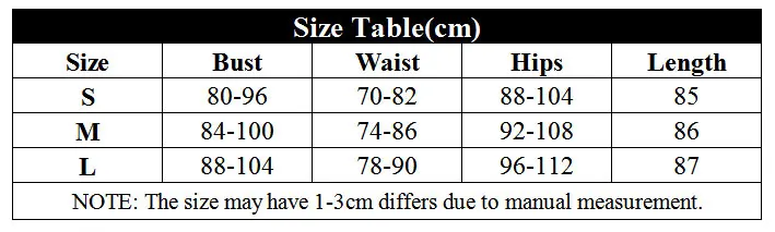 Mini Dress Size Chart