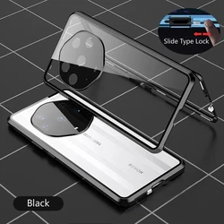 360° Double Sided Magnetic Glass Case with Ultimate Adsorption and Metal Lens Protection for Magic 4 Pro (HJ Black)