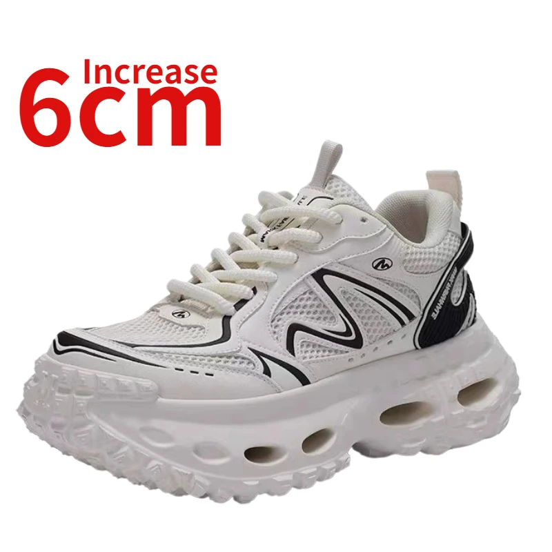 

Уличные кроссовки для мужчин, летняя дышащая обувь для отца, с увеличенной высотой 6 см и толстой подошвой, Спортивная повседневная обувь