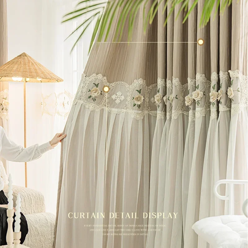 Tende In Tulle Ricamato Floreale - 2 Pannelli Bianchi Per Camera Da Letto - Foto 3