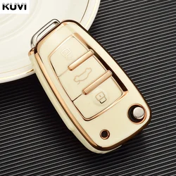 Kuvi TPU Car Flip Key Case Cover - Premium Protector Holder (White)