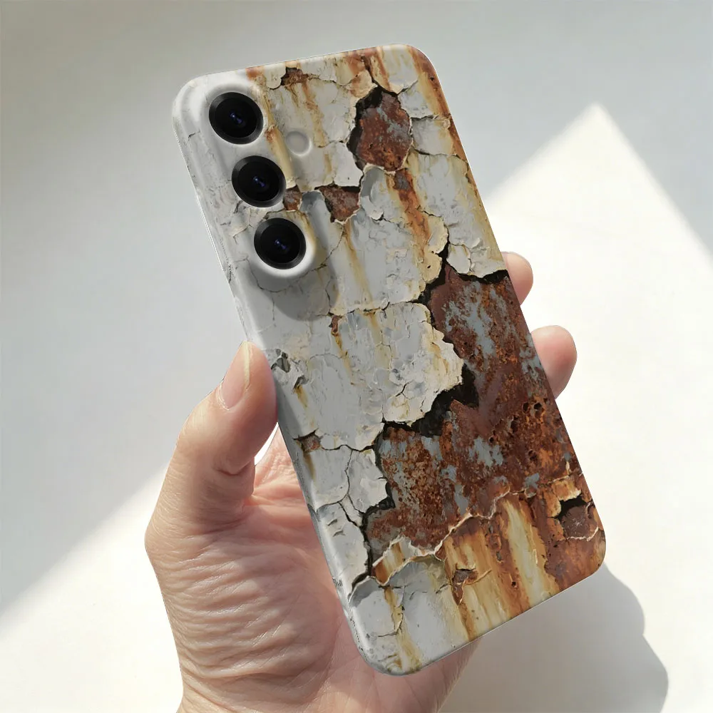 Rustic Metal Effect Shockproof Hard Case - Durable & Stylish Protection