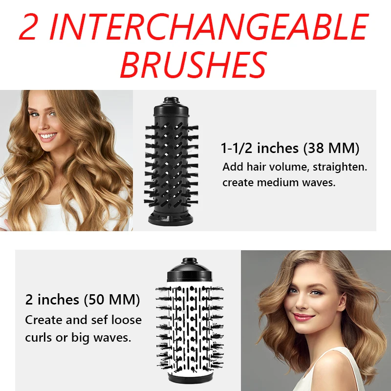 Hair Dryer Brush 2 In 1 Hot Air Spin Brush Curling Straightening Styling Auto-Rotating Ionic Round Blow Dryer Volumizer hair dryer hair straightener hair curler hair tools