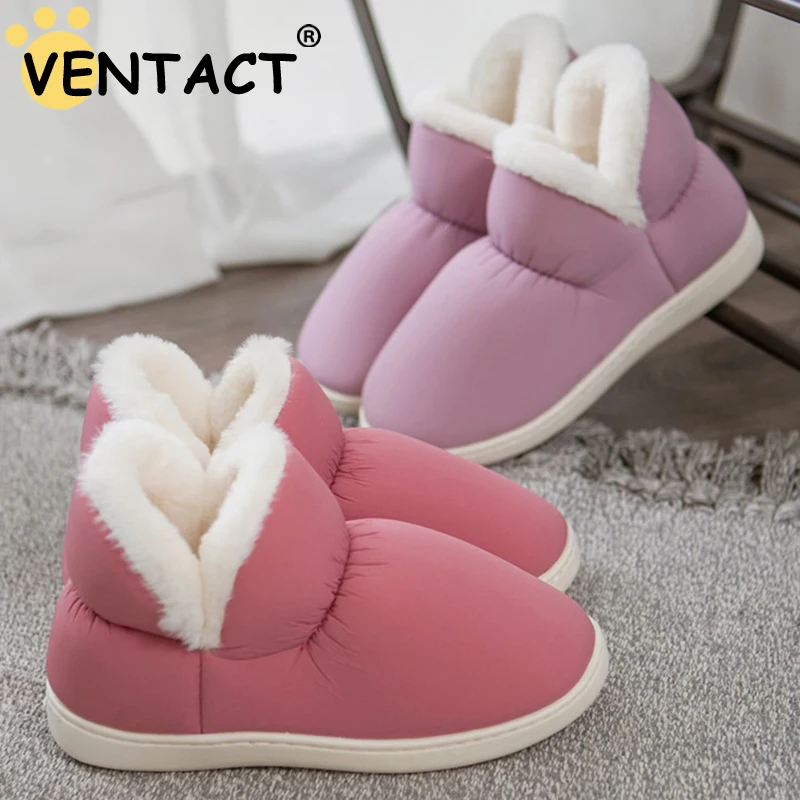 

Женские зимние тапочки VENTACT, теплые плюшевые домашние тапочки без шнуровки, Нескользящие удобные женские теплые сапоги на плоской подошве из искусственного меха