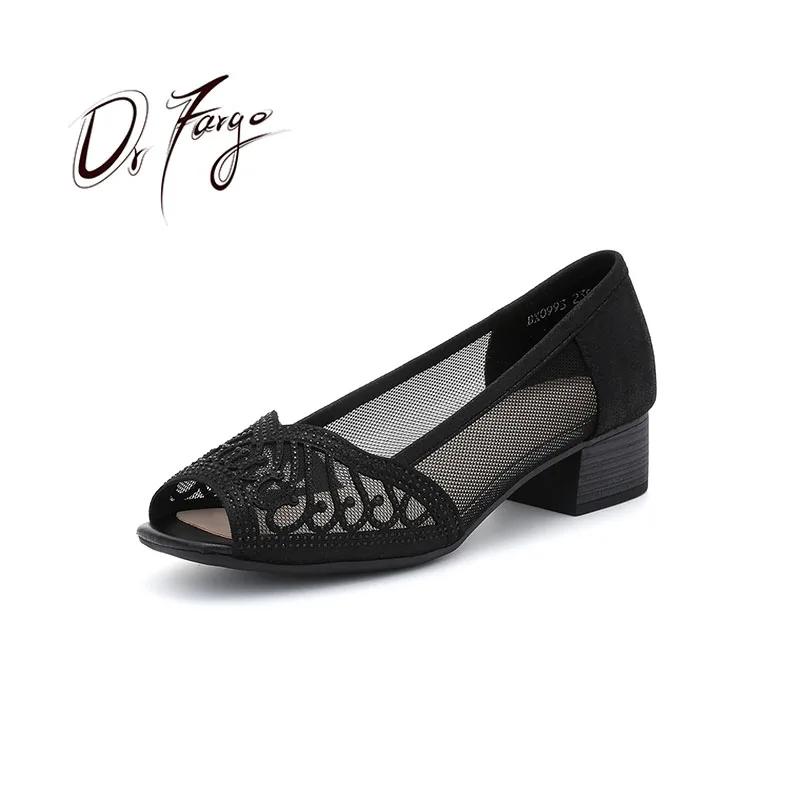 

Летние женские сетчатые дышащие босоножки DRFARGO с открытым носком на квадратном каблуке 3,5 см женские сандалии Классическая обувь женская обувь 42