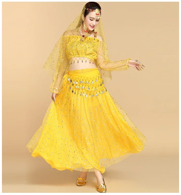 طقم زي الرقص الشرقي للبالغين ، زي رقص هندي ، ملابس أداء بوليوود ، موضة بنمط جديد